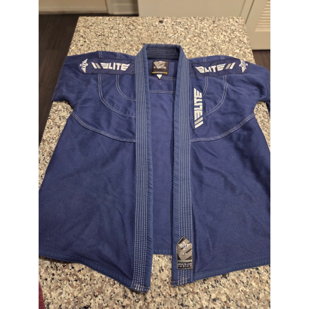 Elite Sports BJJ Gi Jacket Mens A3 Blue Pearl Weave M Arts Grappling Top no belt